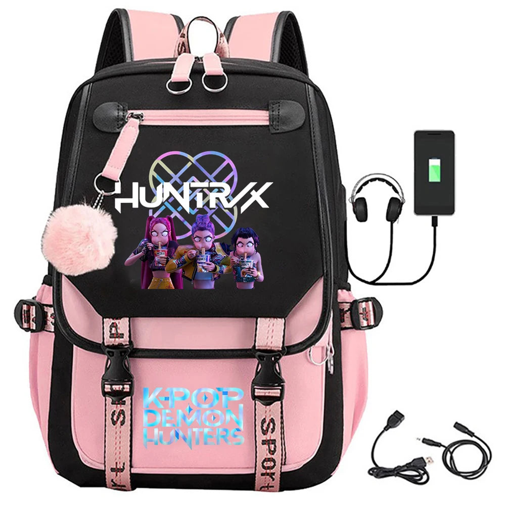K-pop Demon Huntes Fashion Backpack for Girls Boys Anime Cartoon Large Capacity Schoolbag Children Multi-function Shoulder Bag
