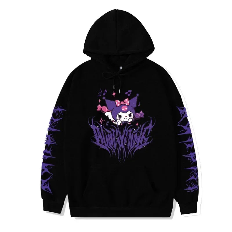 Spring Autumn Kuromi Sanrio Hoodies Girls Boys Cute Cartoon Anime 3D Pullovers Children Sweatshirts Toddler Coat Sudadera