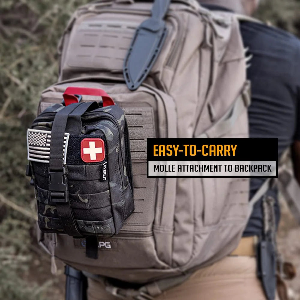 Ultimate 250-Piece Survival First Aid Kit with Molle Pouch - Your Essential Outdoor Emergency Gear (BLACK)