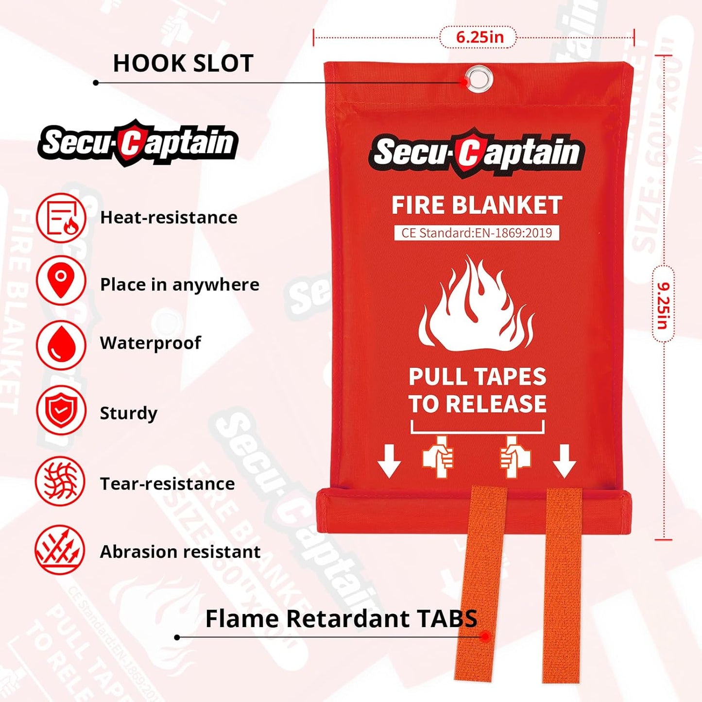 Essential Emergency Fire Blanket - 2 Pack 40"x40" Flame Retardant Fiberglass Blankets for Home, Camping, and Vehicle Safety
