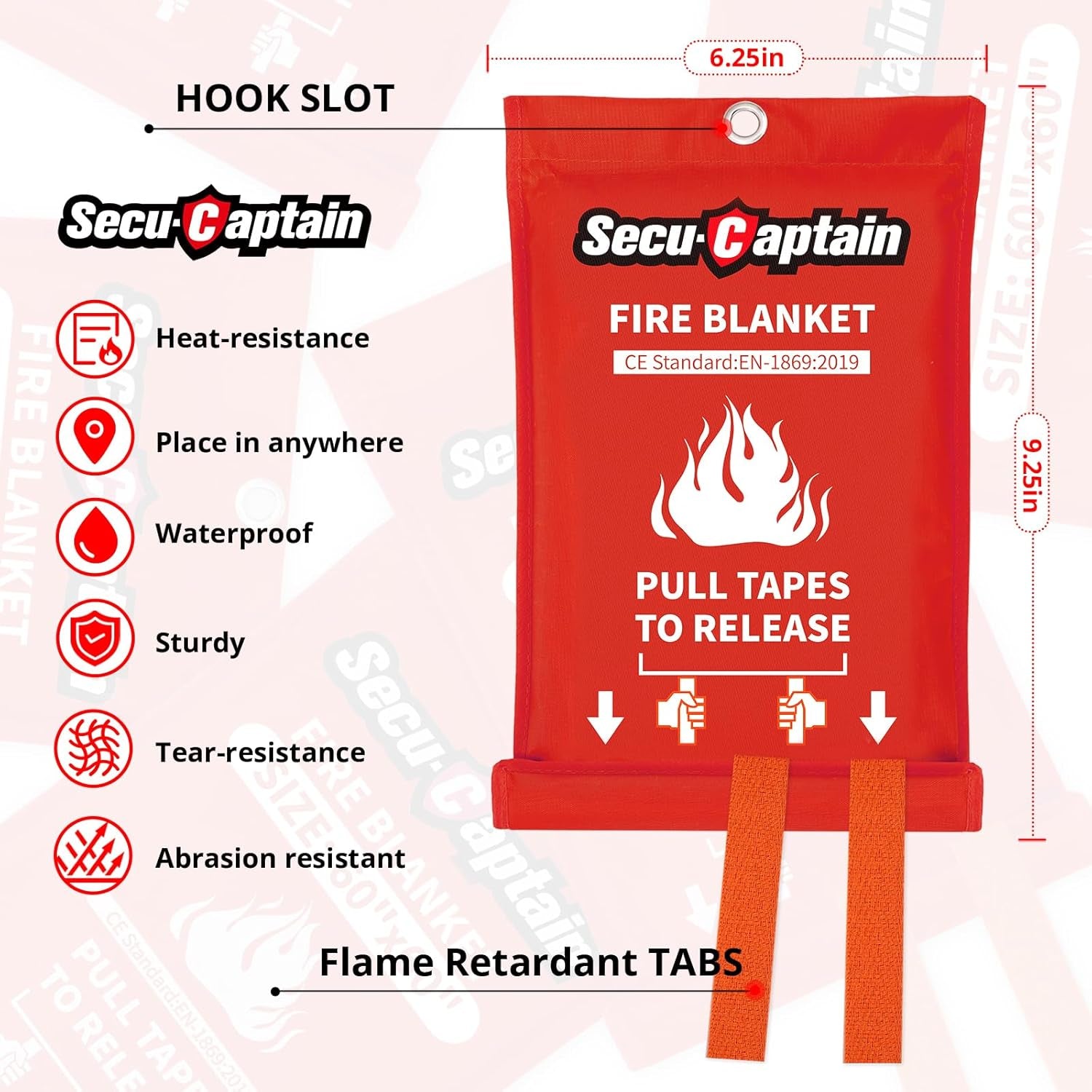Essential Emergency Fire Blanket - 2 Pack 40"x40" Flame Retardant Fiberglass Blankets for Home, Camping, and Vehicle Safety