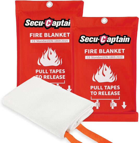 Essential Emergency Fire Blanket - 2 Pack 40"x40" Flame Retardant Fiberglass Blankets for Home, Camping, and Vehicle Safety