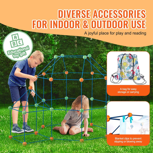 Tent Fort Building Kit For Kids STEM Construction Toy Set Castle 180PCS