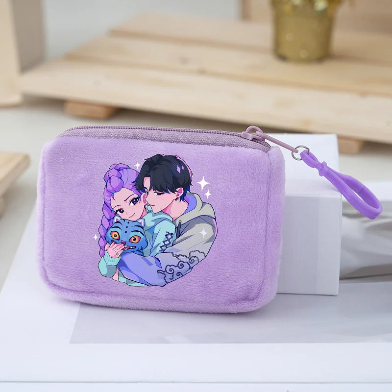 KPop Demon Hunters Coin Purse Girls Cute Cartoon Anime Plushed Wallet Portable Mini Storage Bag Pendants Ornaments Child Gifts