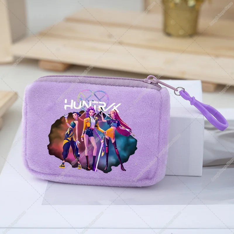 KPop Demon Hunters Coin Purse Girls Cute Cartoon Anime Plushed Wallet Portable Mini Storage Bag Pendants Ornaments Child Gifts