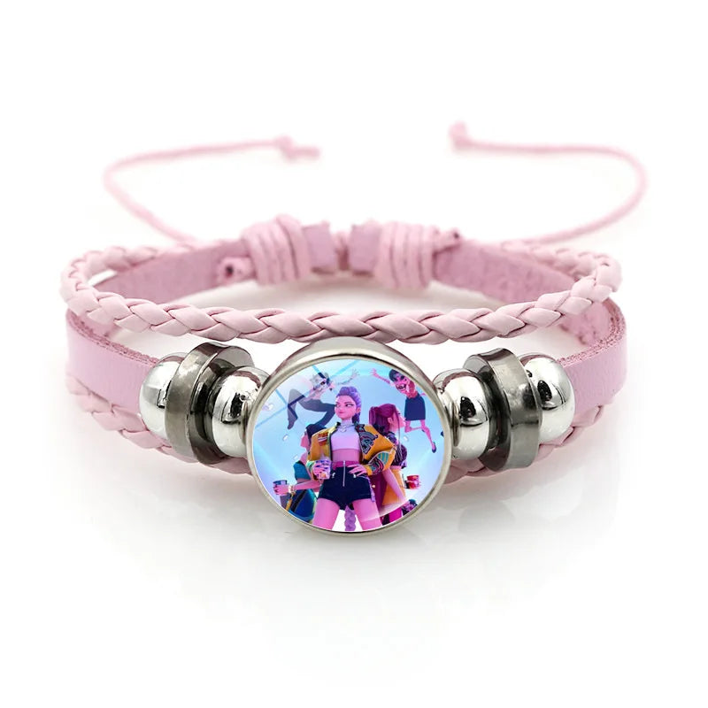 Kpop Demon Hunter Heart Shape Necklaces Idol Anime Pendant with Cartoon Character Pattern Fashion Idol Necklace Jewelry Gifts