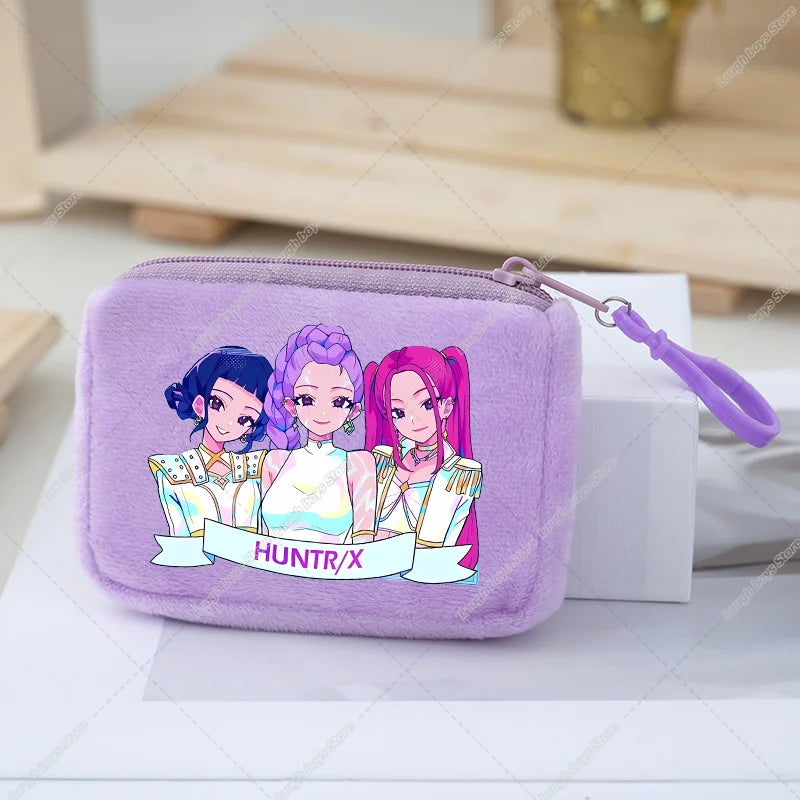 KPop Demon Hunters Coin Purse Girls Cute Cartoon Anime Plushed Wallet Portable Mini Storage Bag Pendants Ornaments Child Gifts