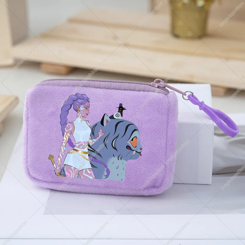KPop Demon Hunters Coin Purse Girls Cute Cartoon Anime Plushed Wallet Portable Mini Storage Bag Pendants Ornaments Child Gifts