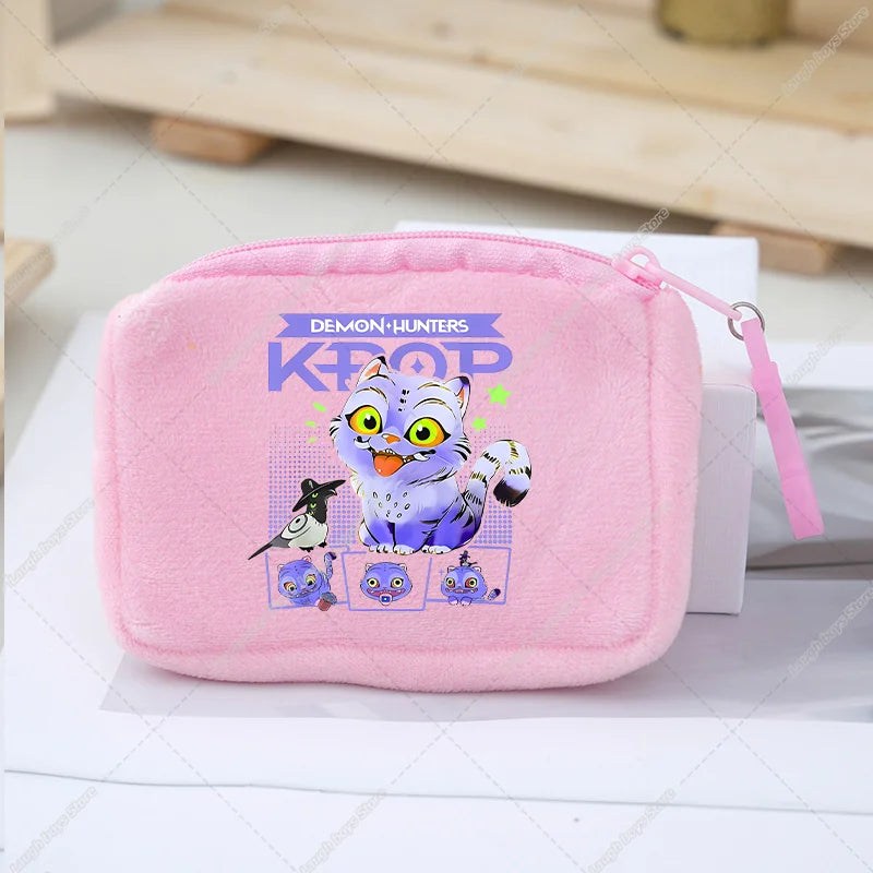 KPop Demon Hunters Coin Purse Girls Cute Cartoon Anime Plushed Wallet Portable Mini Storage Bag Pendants Ornaments Child Gifts