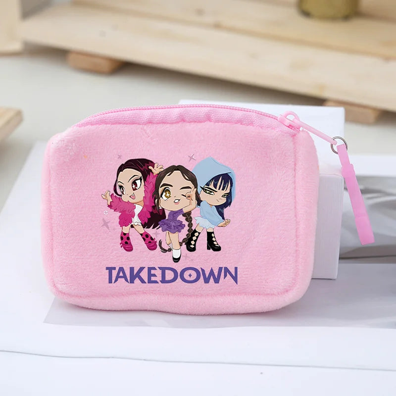 KPop Demon Hunters Coin Purse Girls Cute Cartoon Anime Plushed Wallet Portable Mini Storage Bag Pendants Ornaments Child Gifts