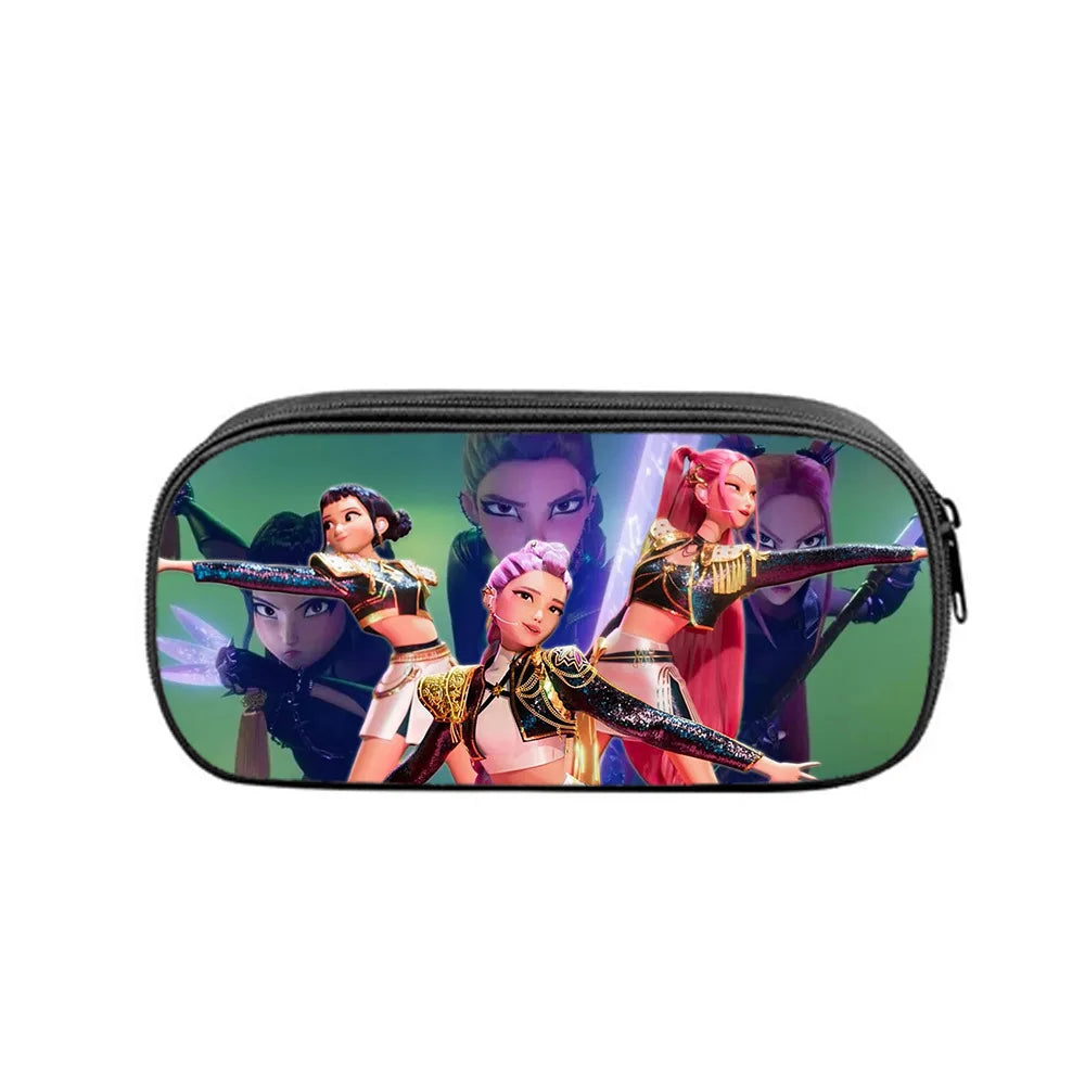 KPop Demon Hunters Student Pencil Case Anime Printed Pen Bags Stationery Storage Pouch School Supplies Child New Semester Gifts