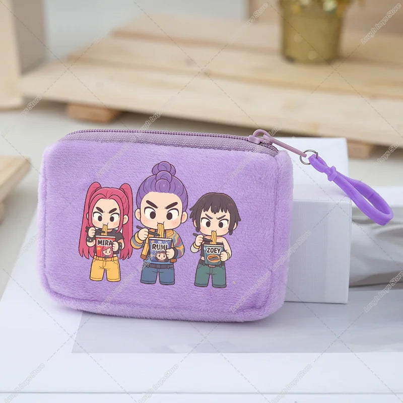 KPop Demon Hunters Coin Purse Girls Cute Cartoon Anime Plushed Wallet Portable Mini Storage Bag Pendants Ornaments Child Gifts