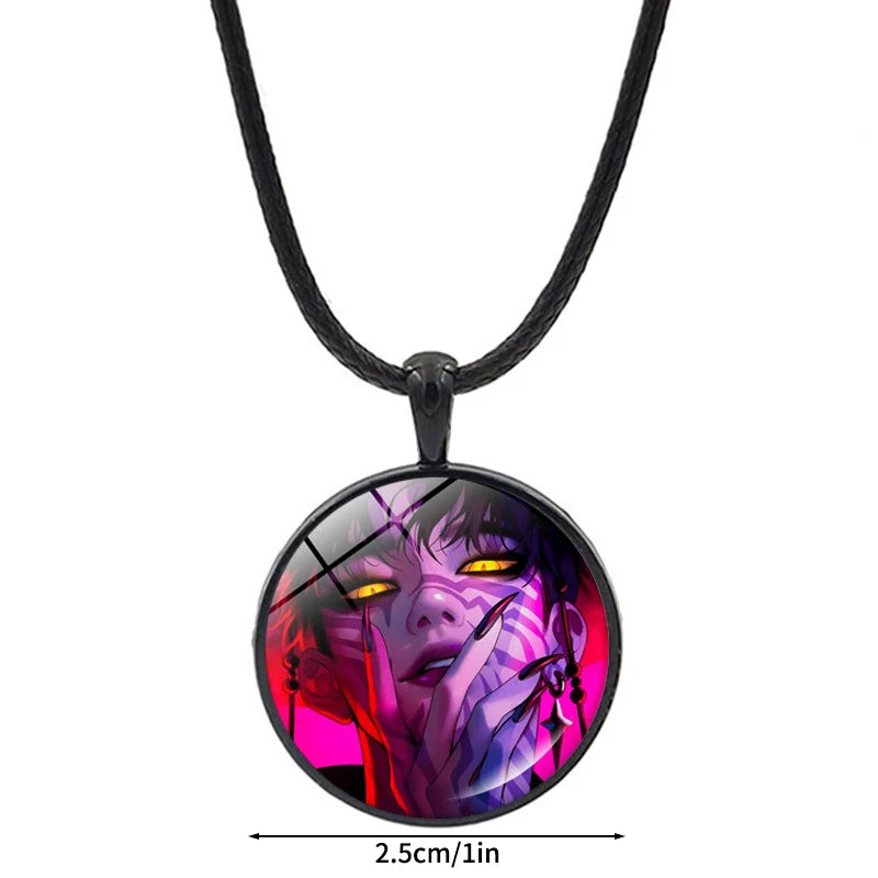Kpop Demon Hunter Heart Shape Necklaces Idol Anime Pendant with Cartoon Character Pattern Fashion Idol Necklace Jewelry Gifts