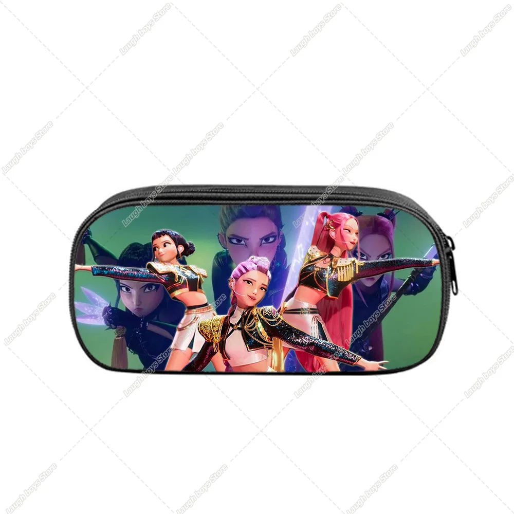 KPop Demon Hunters Student Pencil Case Anime Printed Pen Bags Stationery Storage Pouch School Supplies Child New Semester Gifts