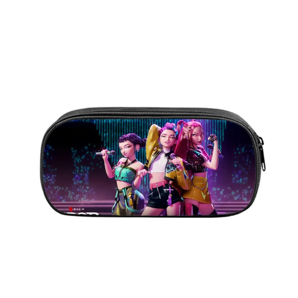 KPop Demon Hunters Student Pencil Case Anime Printed Pen Bags Stationery Storage Pouch School Supplies Child New Semester Gifts