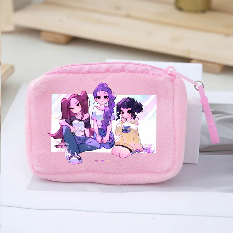 KPop Demon Hunters Coin Purse Girls Cute Cartoon Anime Plushed Wallet Portable Mini Storage Bag Pendants Ornaments Child Gifts
