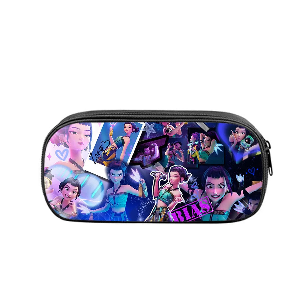 KPop Demon Hunters Student Pencil Case Anime Printed Pen Bags Stationery Storage Pouch School Supplies Child New Semester Gifts