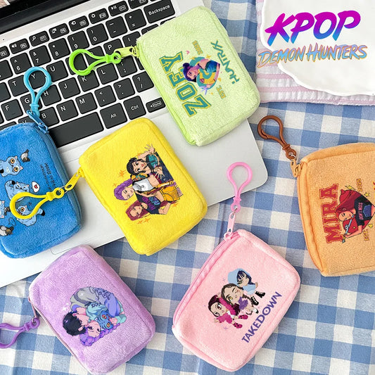 KPop Demon Hunters Coin Purse Girls Cute Cartoon Anime Plushed Wallet Portable Mini Storage Bag Pendants Ornaments Child Gifts