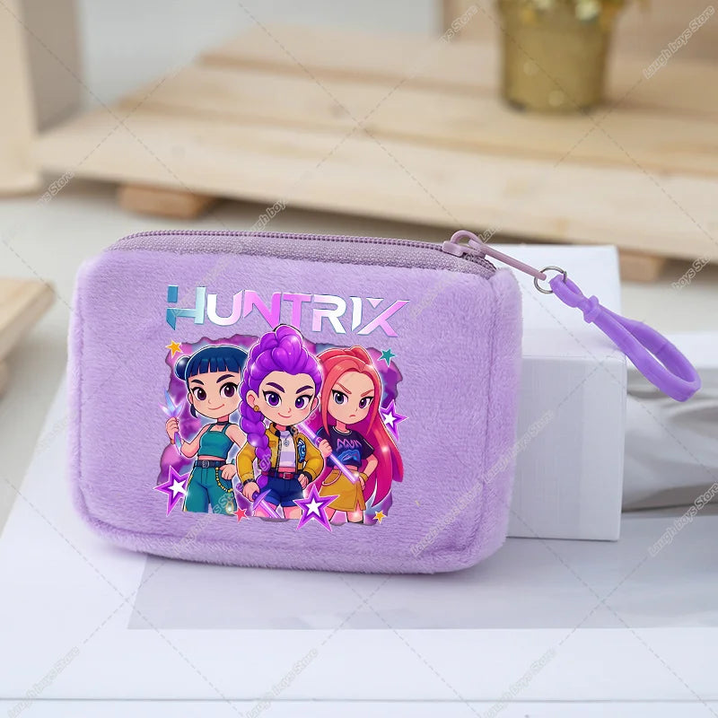 KPop Demon Hunters Coin Purse Girls Cute Cartoon Anime Plushed Wallet Portable Mini Storage Bag Pendants Ornaments Child Gifts