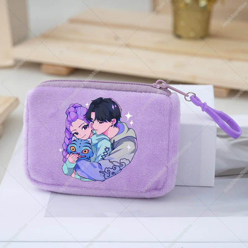 KPop Demon Hunters Coin Purse Girls Cute Cartoon Anime Plushed Wallet Portable Mini Storage Bag Pendants Ornaments Child Gifts