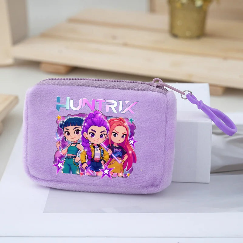 KPop Demon Hunters Coin Purse Girls Cute Cartoon Anime Plushed Wallet Portable Mini Storage Bag Pendants Ornaments Child Gifts