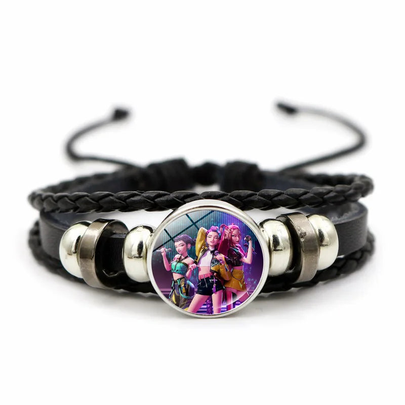 Kpop Demon Hunter Heart Shape Necklaces Idol Anime Pendant with Cartoon Character Pattern Fashion Idol Necklace Jewelry Gifts