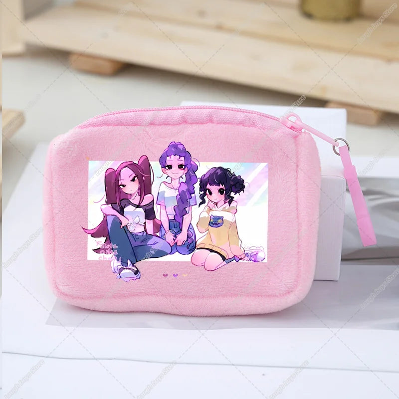 KPop Demon Hunters Coin Purse Girls Cute Cartoon Anime Plushed Wallet Portable Mini Storage Bag Pendants Ornaments Child Gifts