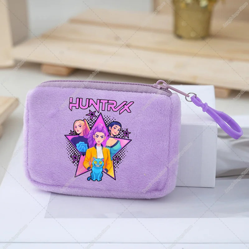 KPop Demon Hunters Coin Purse Girls Cute Cartoon Anime Plushed Wallet Portable Mini Storage Bag Pendants Ornaments Child Gifts