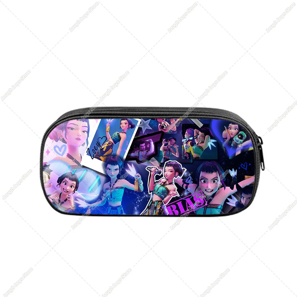 KPop Demon Hunters Student Pencil Case Anime Printed Pen Bags Stationery Storage Pouch School Supplies Child New Semester Gifts