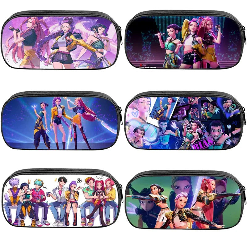 KPop Demon Hunters Student Pencil Case Anime Printed Pen Bags Stationery Storage Pouch School Supplies Child New Semester Gifts