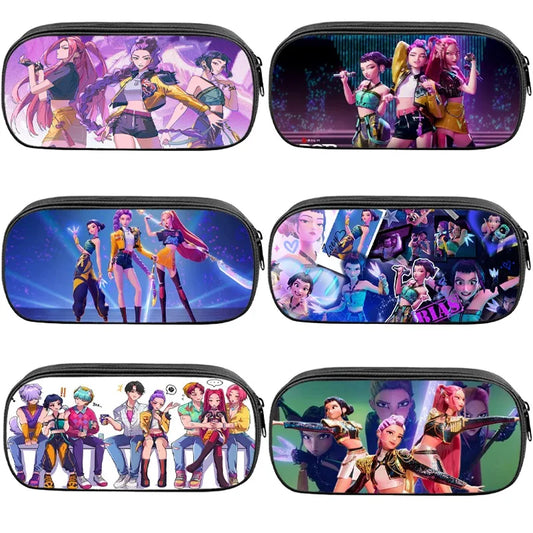 KPop Demon Hunters Student Pencil Case Anime Printed Pen Bags Stationery Storage Pouch School Supplies Child New Semester Gifts