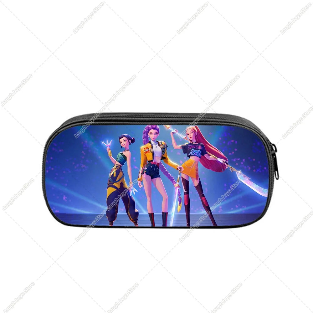 KPop Demon Hunters Student Pencil Case Anime Printed Pen Bags Stationery Storage Pouch School Supplies Child New Semester Gifts