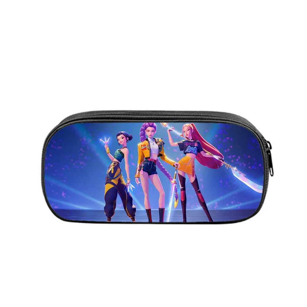 KPop Demon Hunters Student Pencil Case Anime Printed Pen Bags Stationery Storage Pouch School Supplies Child New Semester Gifts