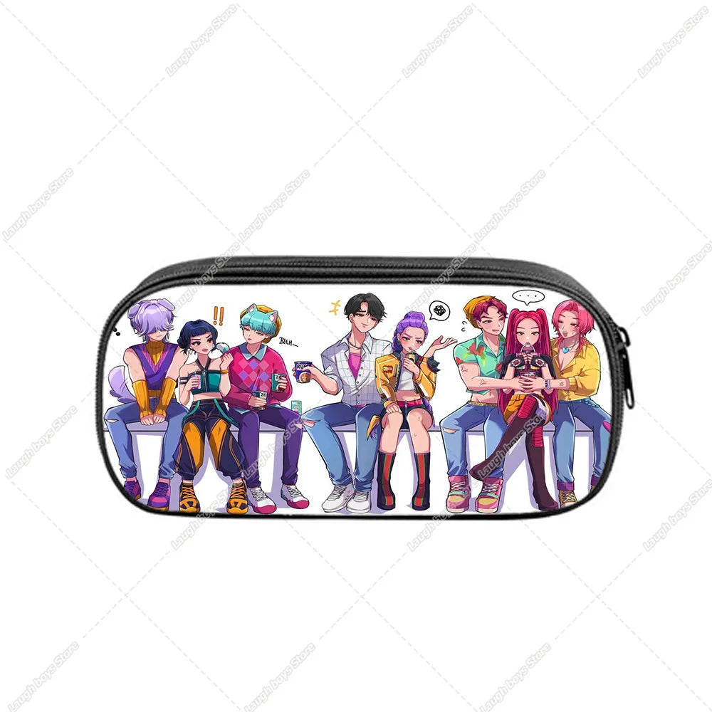 KPop Demon Hunters Student Pencil Case Anime Printed Pen Bags Stationery Storage Pouch School Supplies Child New Semester Gifts