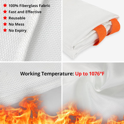 Stay Safe with Our Emergency Fire Blanket - 2 Pack of 40"x40" Flame Suppression Fiberglass Blankets for Home, Kitchen, Camping, and More!