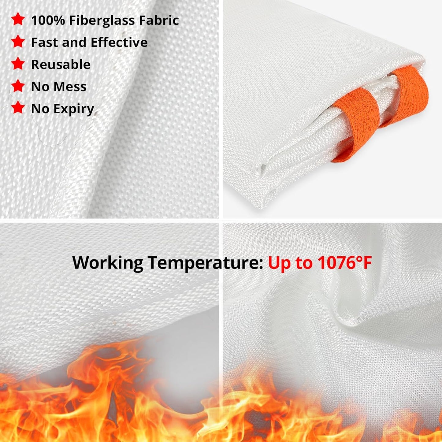 Essential Emergency Fire Blanket - 2 Pack 40"x40" Flame Retardant Fiberglass Blankets for Home, Camping, and Vehicle Safety